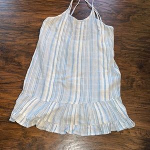 En créme size small cotton blue and white striped dress